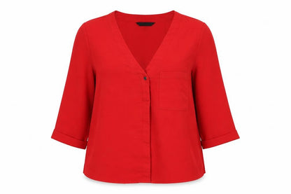Womens UK Size 10 New Look Red Basic Blouse