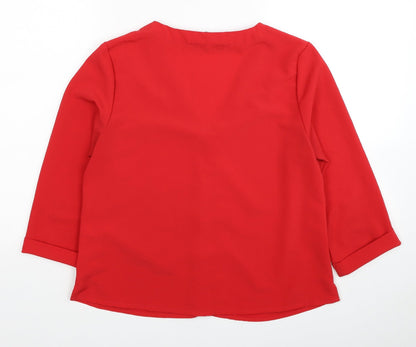 Womens UK Size 10 New Look Red Basic Blouse