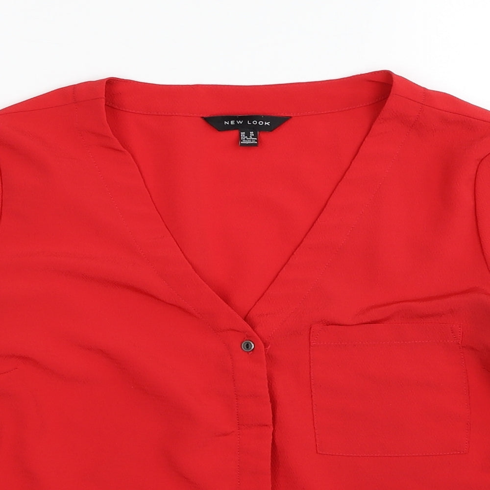Womens UK Size 10 New Look Red Basic Blouse