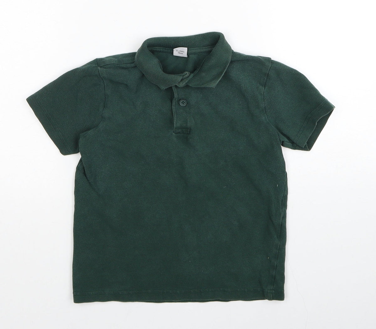 TU Boys Green Cotton Basic Polo Size 5 Years Round Neck Pullover