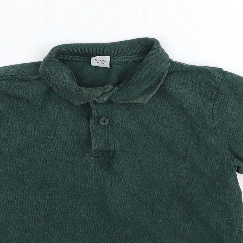 TU Boys Green Cotton Basic Polo Size 5 Years Round Neck Pullover