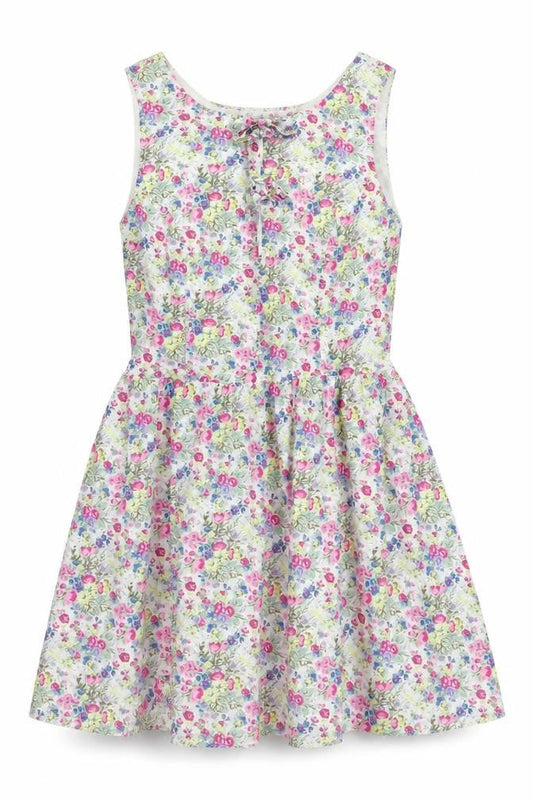 Be Beau Womens Multicoloured Floral Cotton Fit & Flare Size 10 Boat Neck Zip