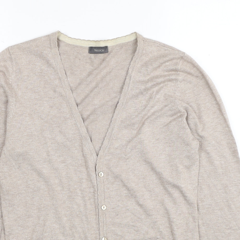 Womens UK Size M Yessica Beige Cardigan Jumper
