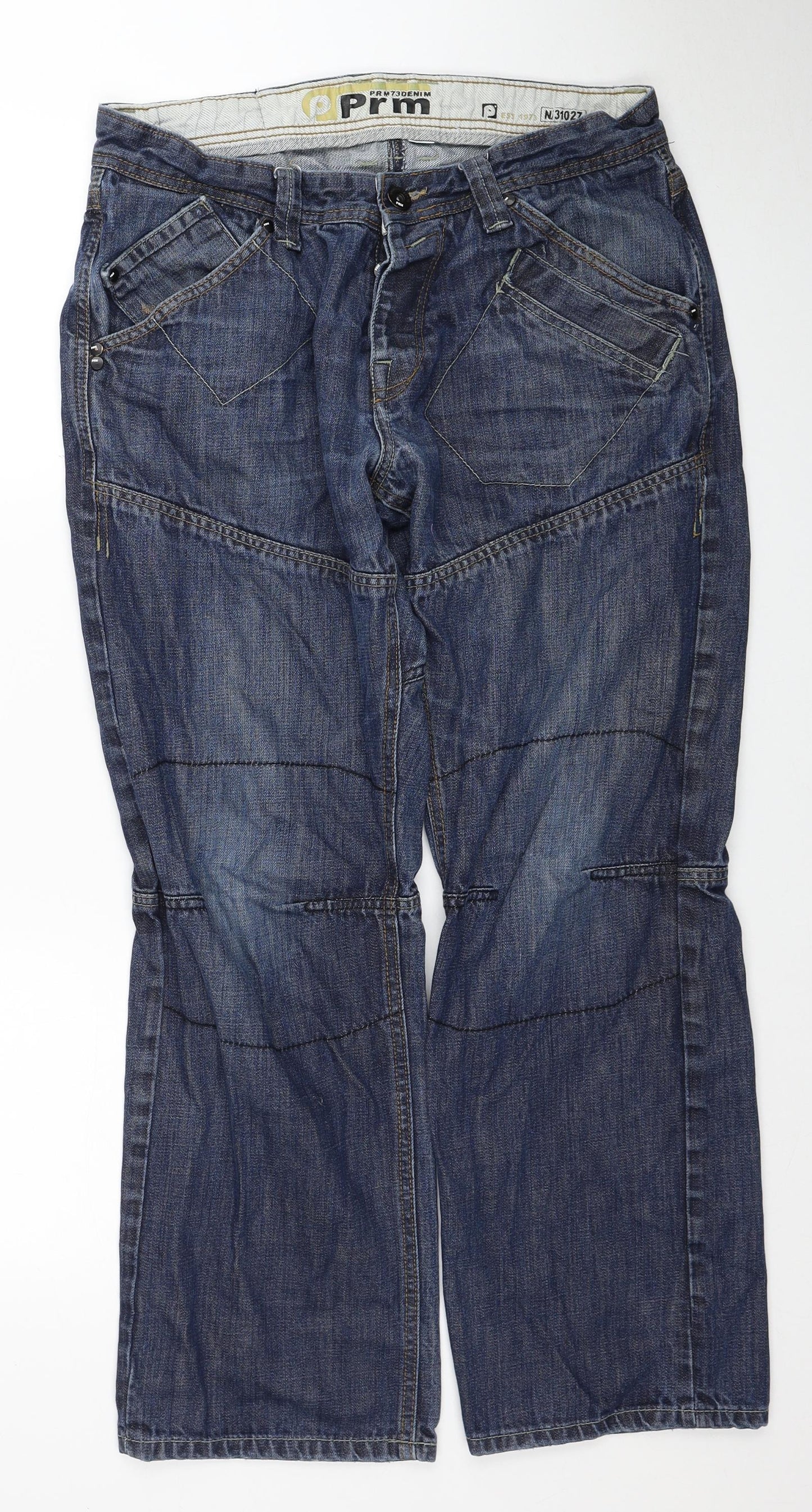 Mens UK Size 36 in Prm Denim Regular Fit Straight Blue Jeans
