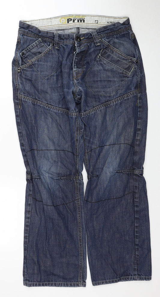 Mens UK Size 36 in Prm Denim Regular Fit Straight Blue Jeans