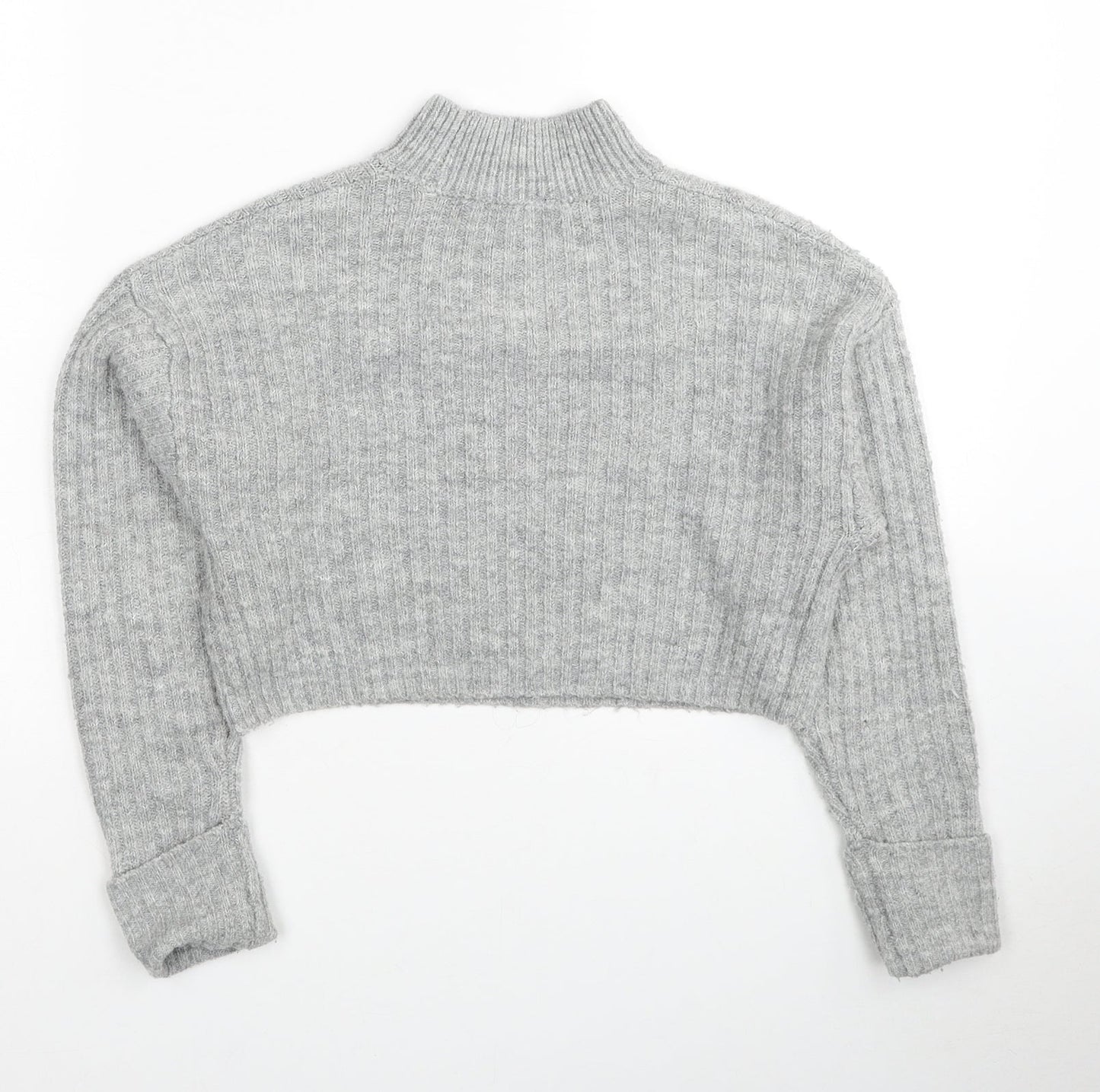 New Look Girls Grey Mock Neck Acrylic Pullover Jumper Size 9 Years Pullover