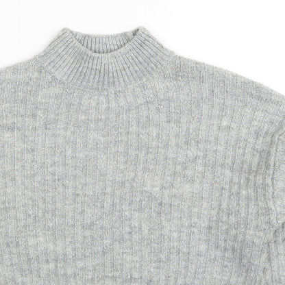 New Look Girls Grey Mock Neck Acrylic Pullover Jumper Size 9 Years Pullover