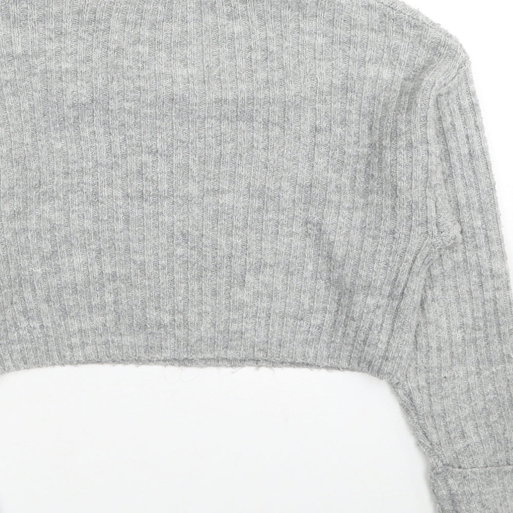 New Look Girls Grey Mock Neck Acrylic Pullover Jumper Size 9 Years Pullover