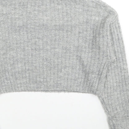 New Look Girls Grey Mock Neck Acrylic Pullover Jumper Size 9 Years Pullover
