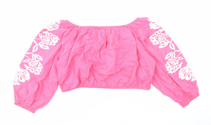 Womens UK Size 22 Marks and Spencer Pink Cropped Blouse