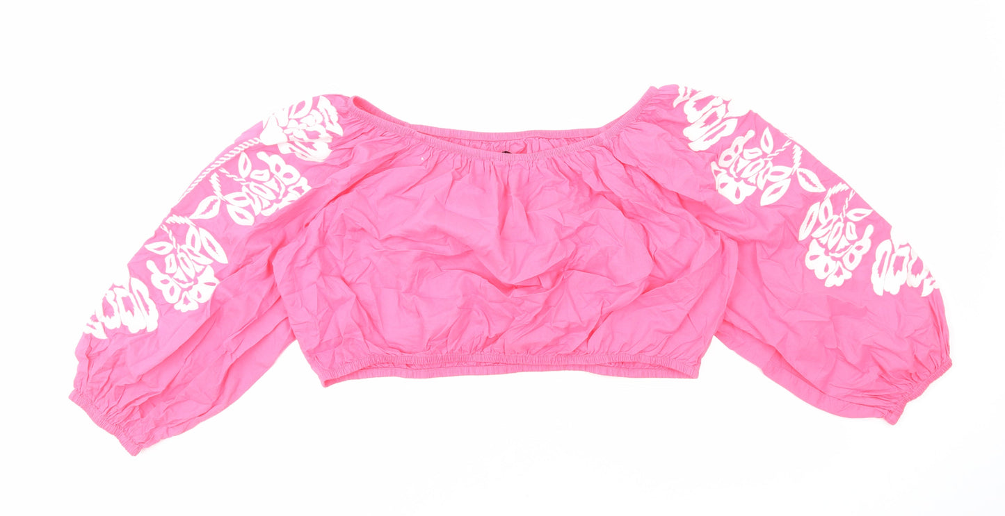 Womens UK Size 22 Marks and Spencer Pink Cropped Blouse