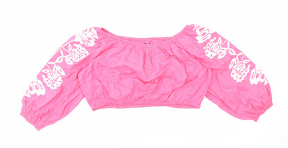 Womens UK Size 22 Marks and Spencer Pink Cropped Blouse