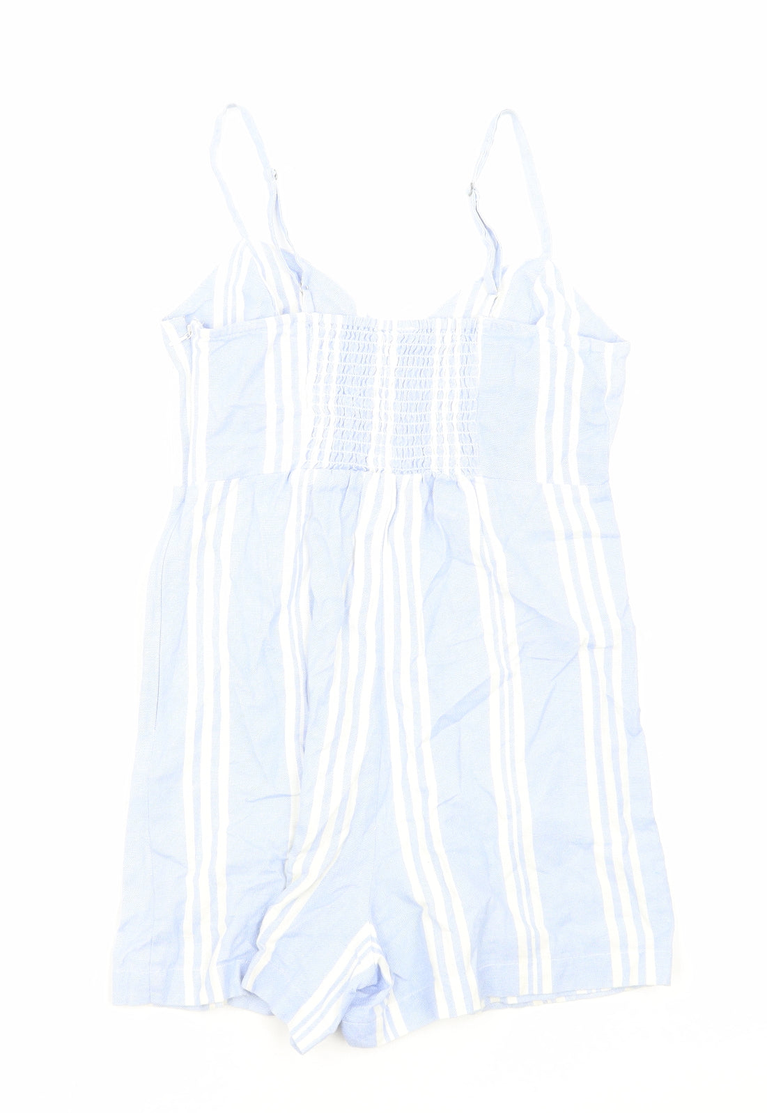 Japna Womens Blue Striped Cotton Playsuit One-Piece Size S Zip