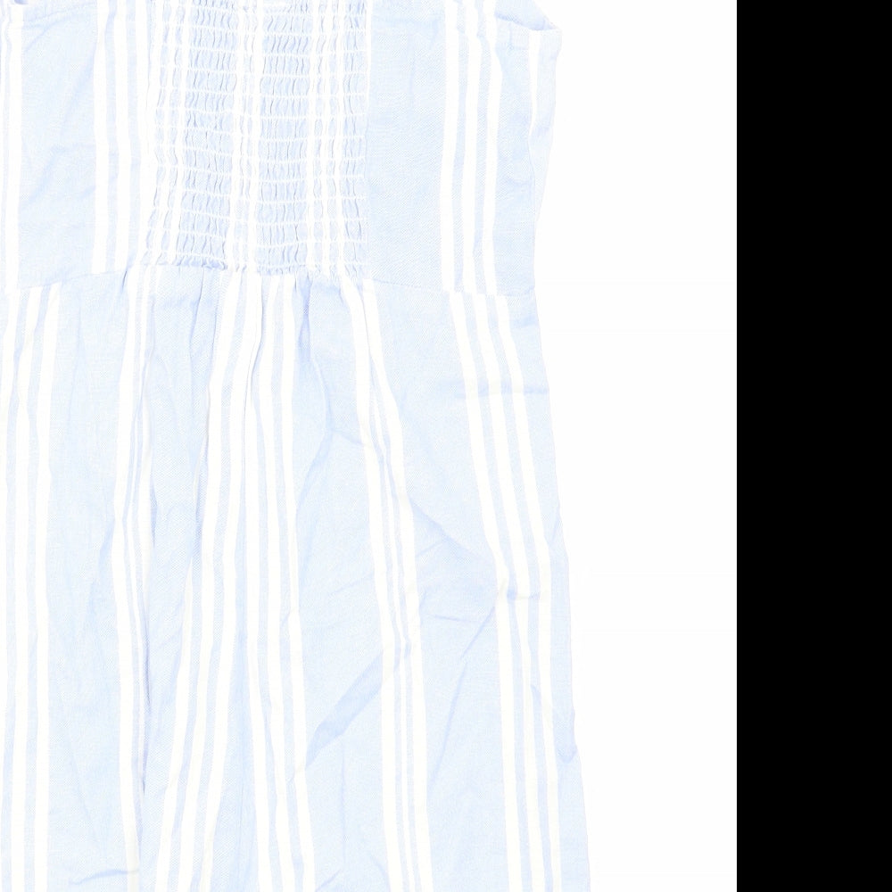 Japna Womens Blue Striped Cotton Playsuit One-Piece Size S Zip