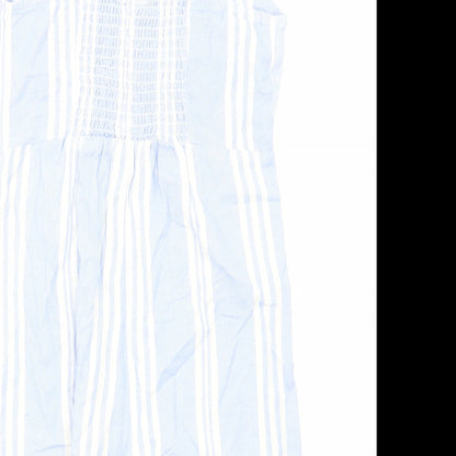 Japna Womens Blue Striped Cotton Playsuit One-Piece Size S Zip