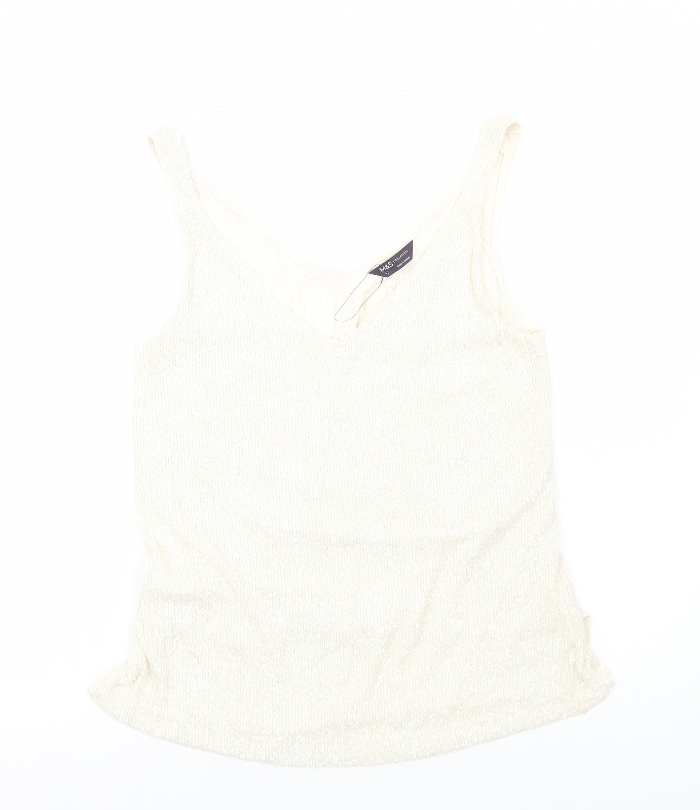 Womens UK Size 12 Marks and Spencer Ivory Basic Tank