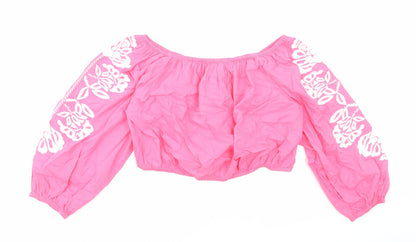 Womens UK Size 20 Marks and Spencer Pink Cropped Blouse