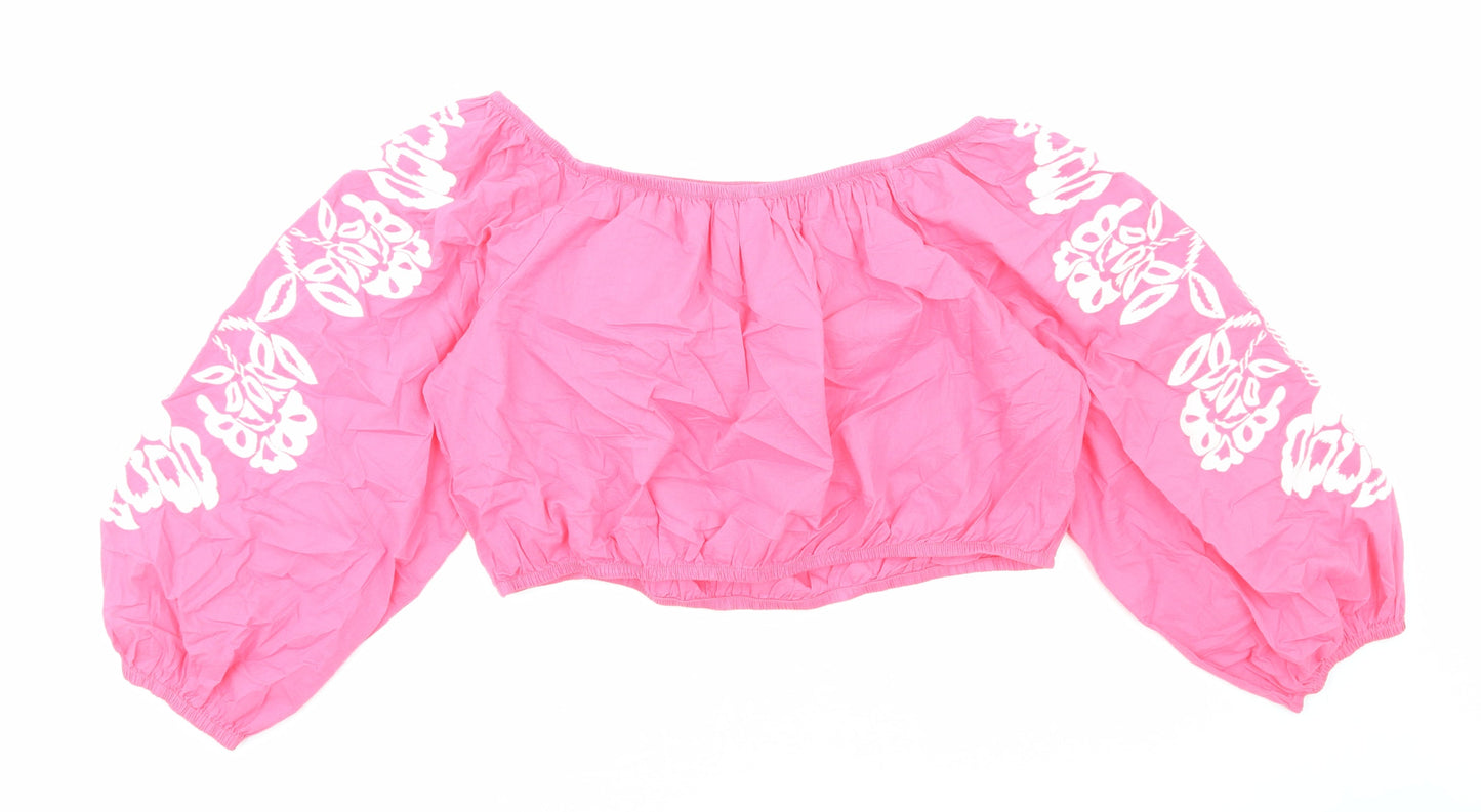Womens UK Size 20 Marks and Spencer Pink Cropped Blouse