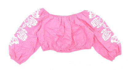 Womens UK Size 20 Marks and Spencer Pink Cropped Blouse