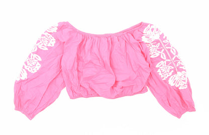 Womens UK Size 18 Marks and Spencer Pink Cropped Blouse
