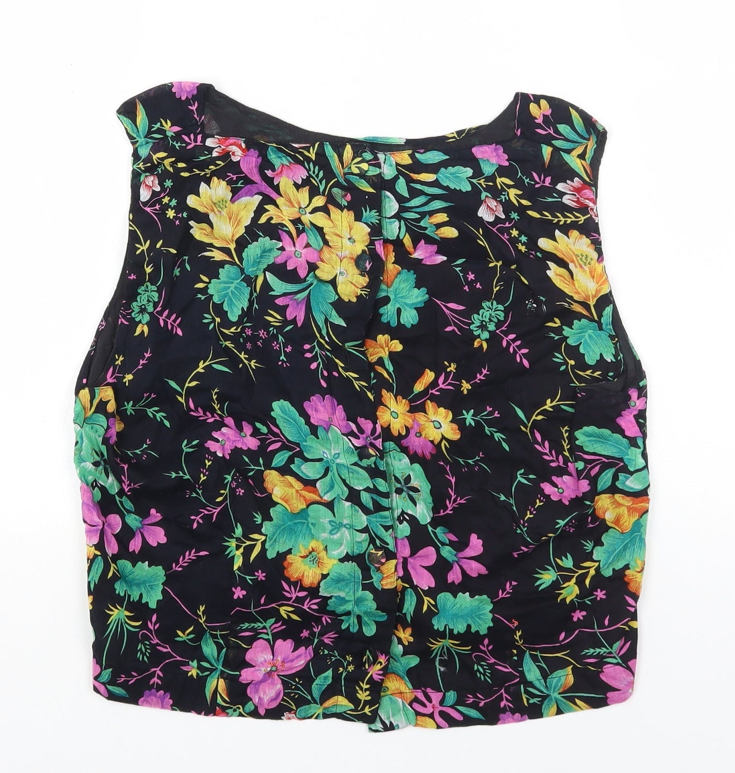 Womens UK Size S Preworn Black Cropped Tank