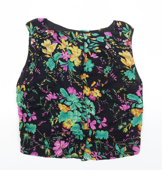 Womens UK Size S Preworn Black Cropped Tank