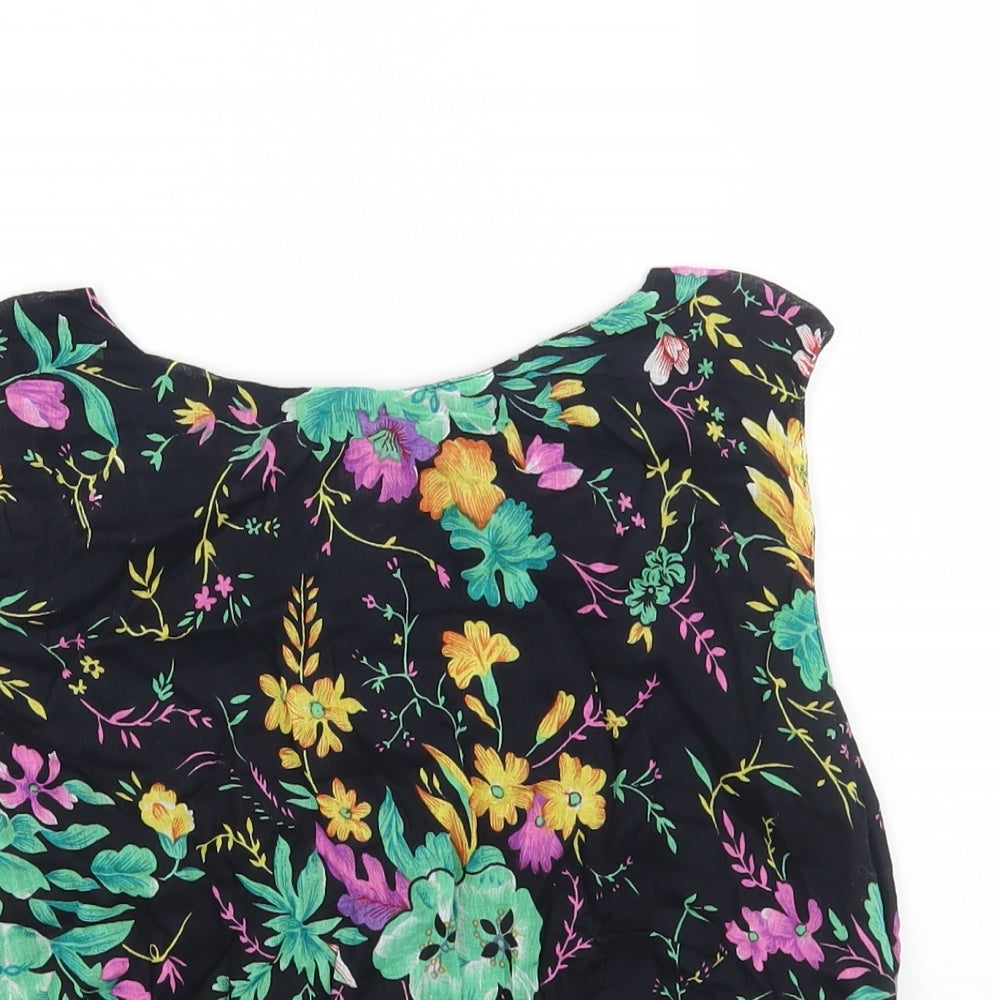 Womens UK Size S Preworn Black Cropped Tank