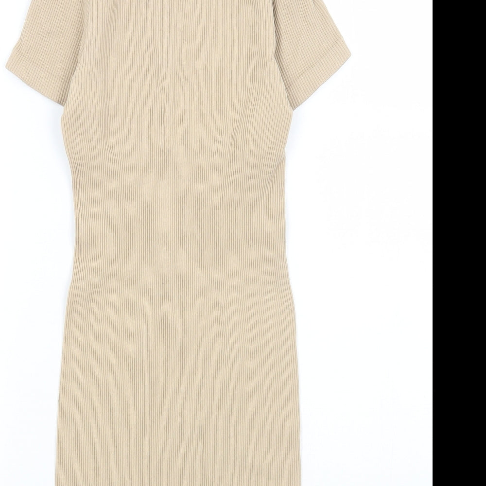 PRETTYLITTLETHING Womens Beige Polyester Playsuit One-Piece Size S L5 in Zip