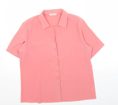 Berkertex Womens Pink Polyester Basic Button-Up Size 16 Collared