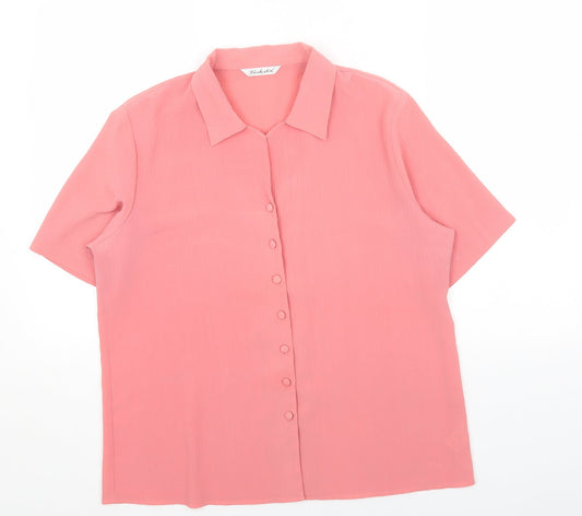 Berkertex Womens Pink Polyester Basic Button-Up Size 16 Collared