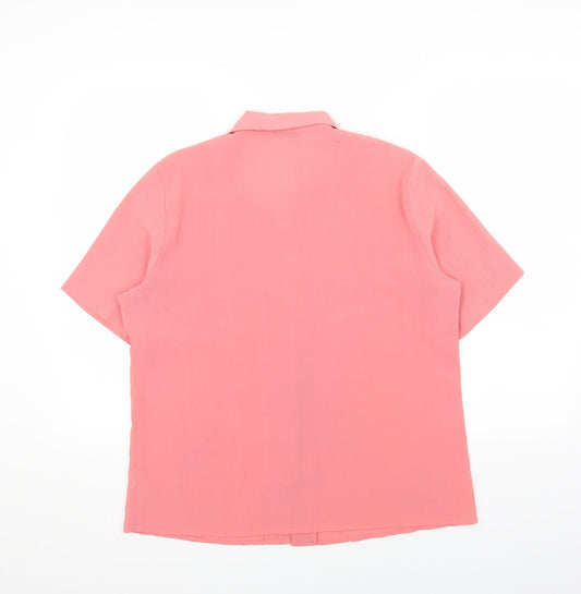 Berkertex Womens Pink Polyester Basic Button-Up Size 16 Collared