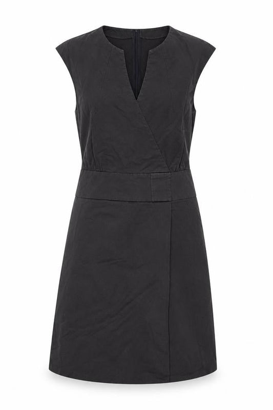 Sisley Womens Black Cotton A-Line Size M V-Neck Zip