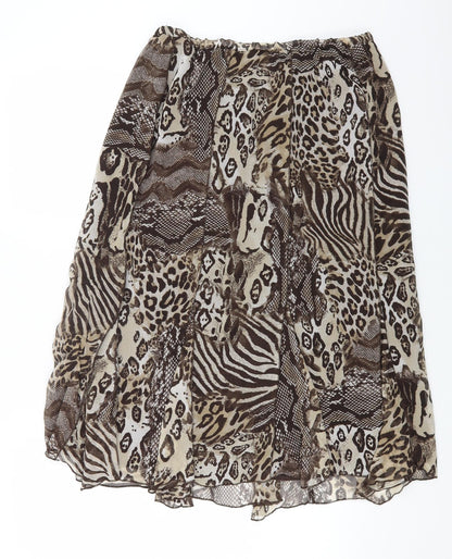 Gerry Weber Womens Brown Animal Print Polyester Flare Skirt Size 22 Zip