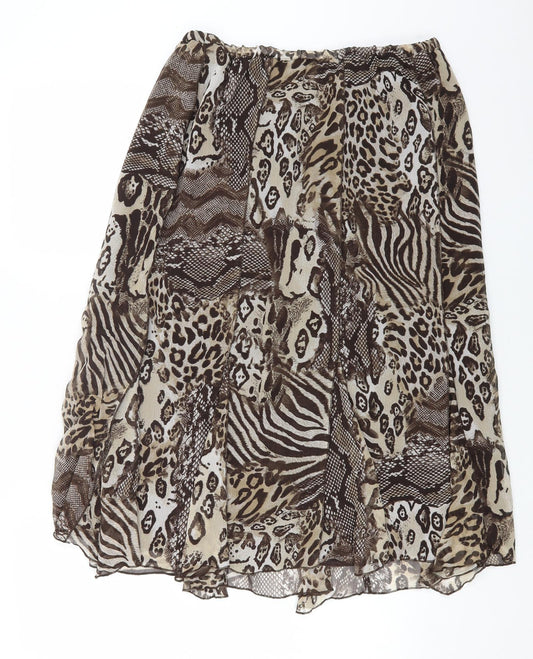 Gerry Weber Womens Brown Animal Print Polyester Flare Skirt Size 22 Zip