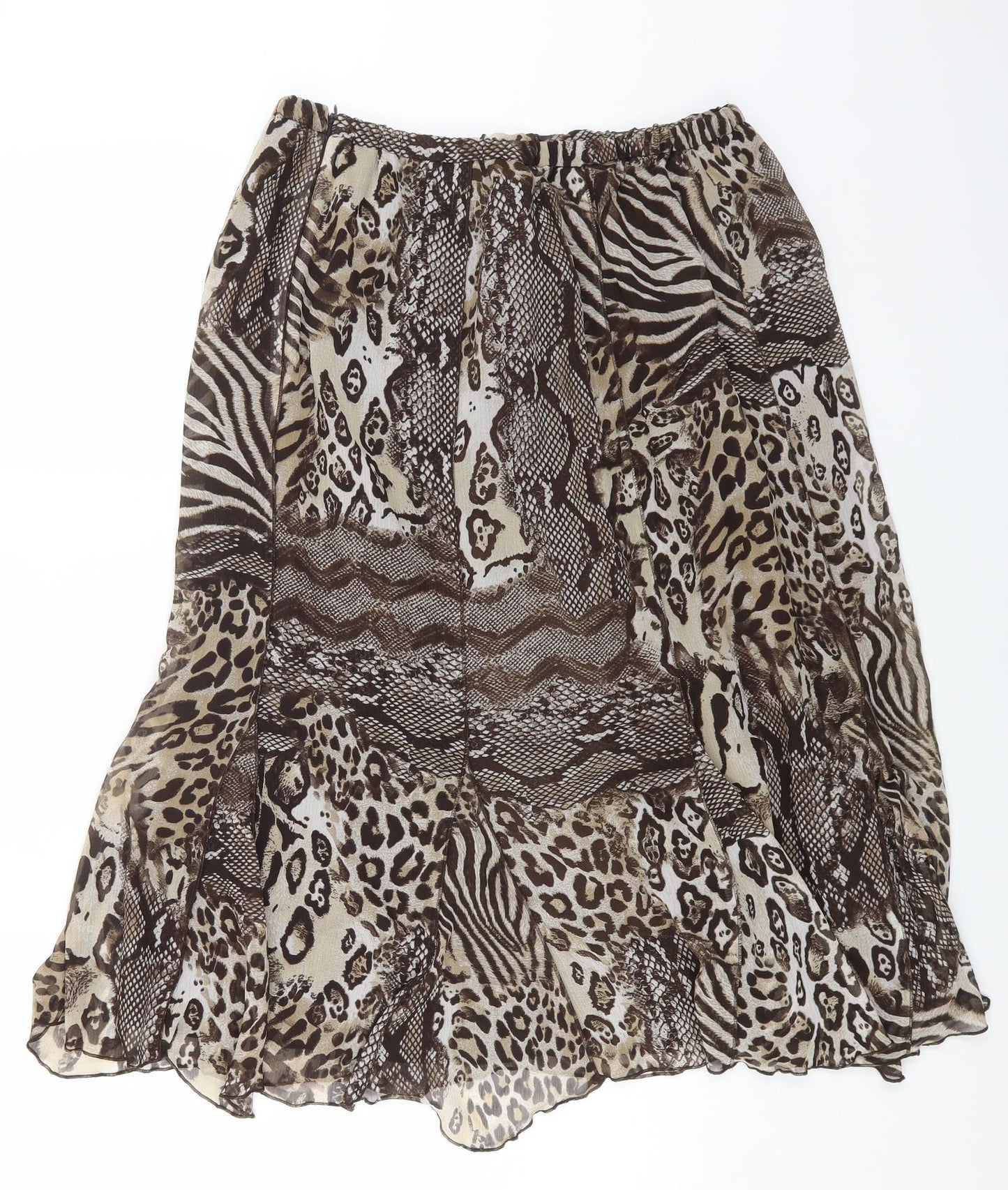 Gerry Weber Womens Brown Animal Print Polyester Flare Skirt Size 22 Zip