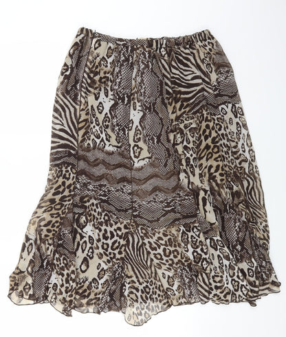 Gerry Weber Womens Brown Animal Print Polyester Flare Skirt Size 22 Zip