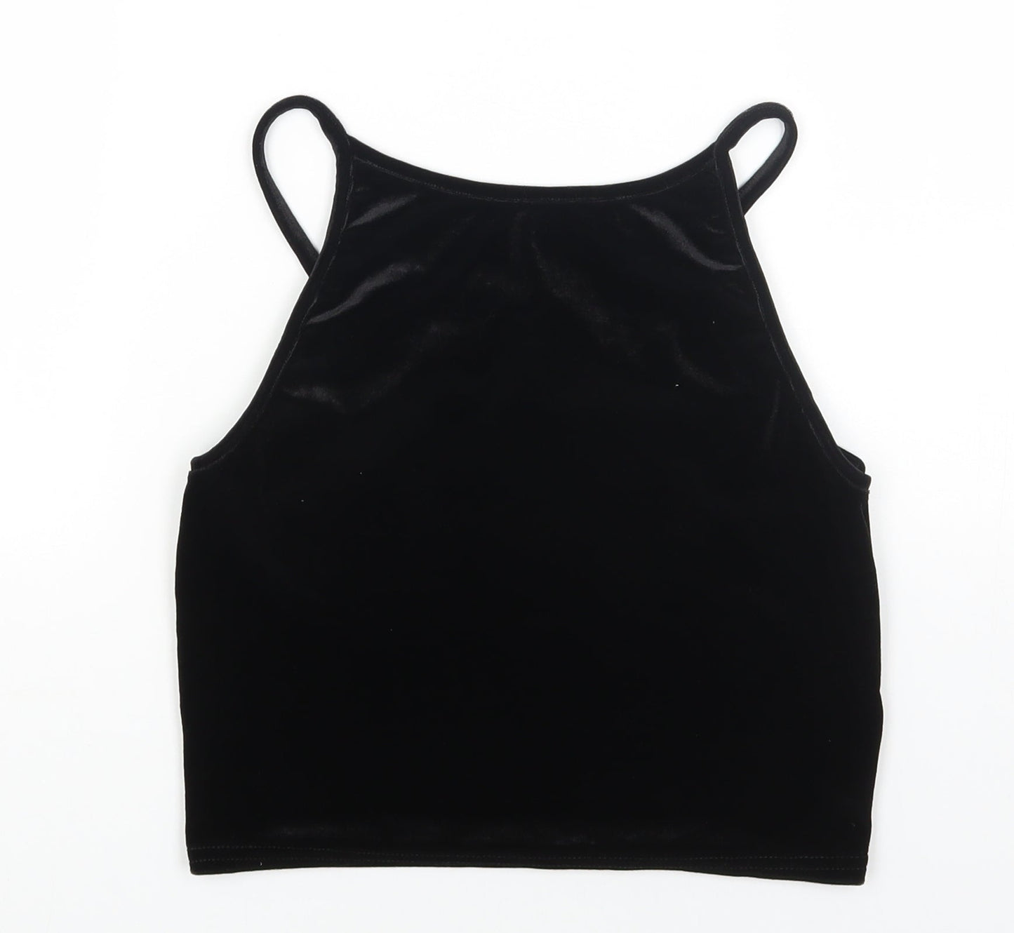 Womens UK Size S Preworn Black Cropped Tank