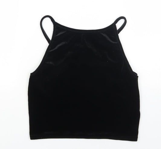 Womens UK Size S Preworn Black Cropped Tank