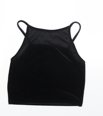 Womens UK Size S Preworn Black Cropped Tank