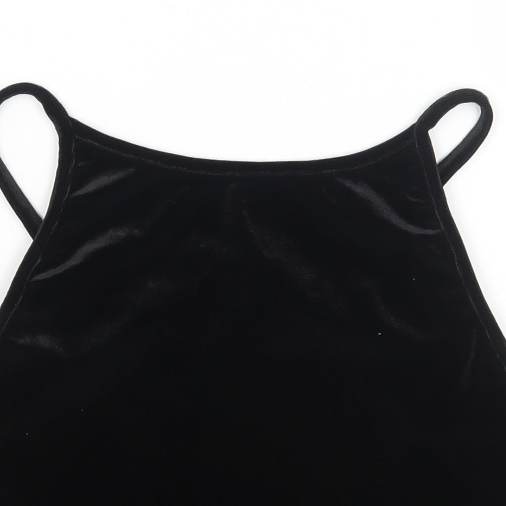 Womens UK Size S Preworn Black Cropped Tank