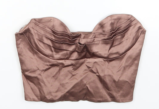 Womens UK Size XS Zara Brown Cropped Tank