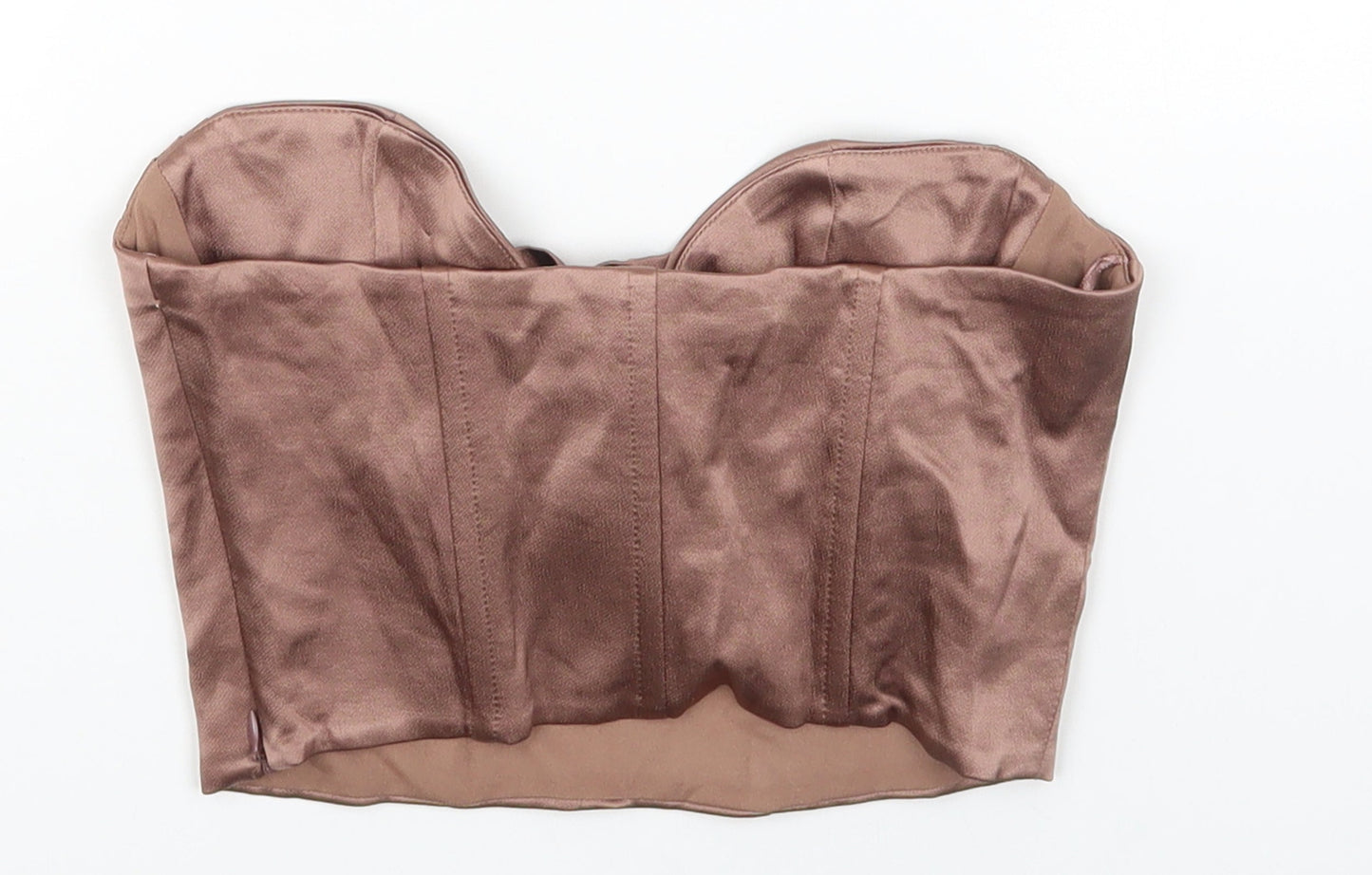 Womens UK Size XS Zara Brown Cropped Tank