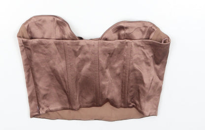 Womens UK Size XS Zara Brown Cropped Tank