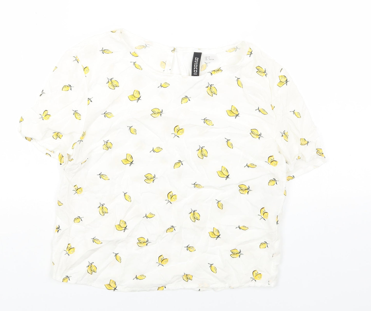 Womens UK Size 4 H&M White Basic T-Shirt