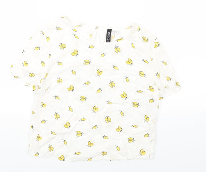 Womens UK Size 4 H&M White Basic T-Shirt
