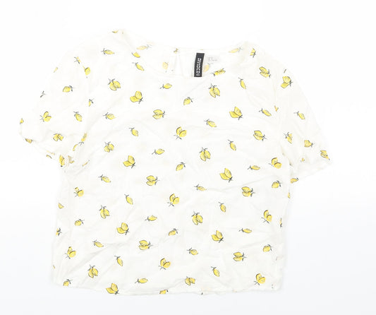 Womens UK Size 4 H&M White Basic T-Shirt