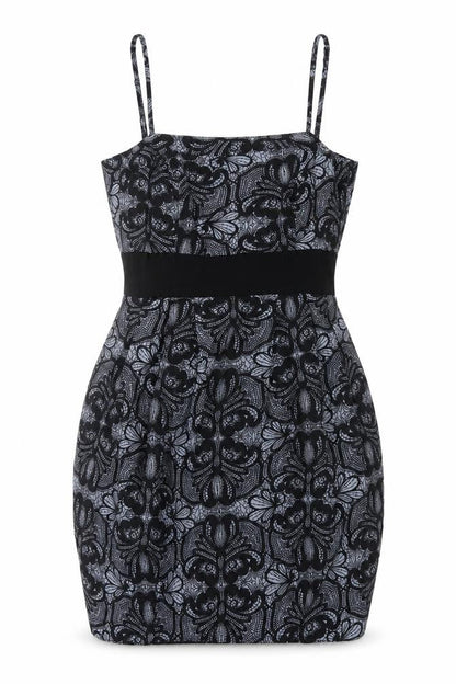 South Womens Grey Geometric Polyester Bodycon Size 12 Square Neck Zip