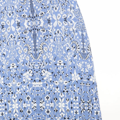 Max Studio Womens Blue Geometric Cotton A-Line Size M Square Neck Pullover