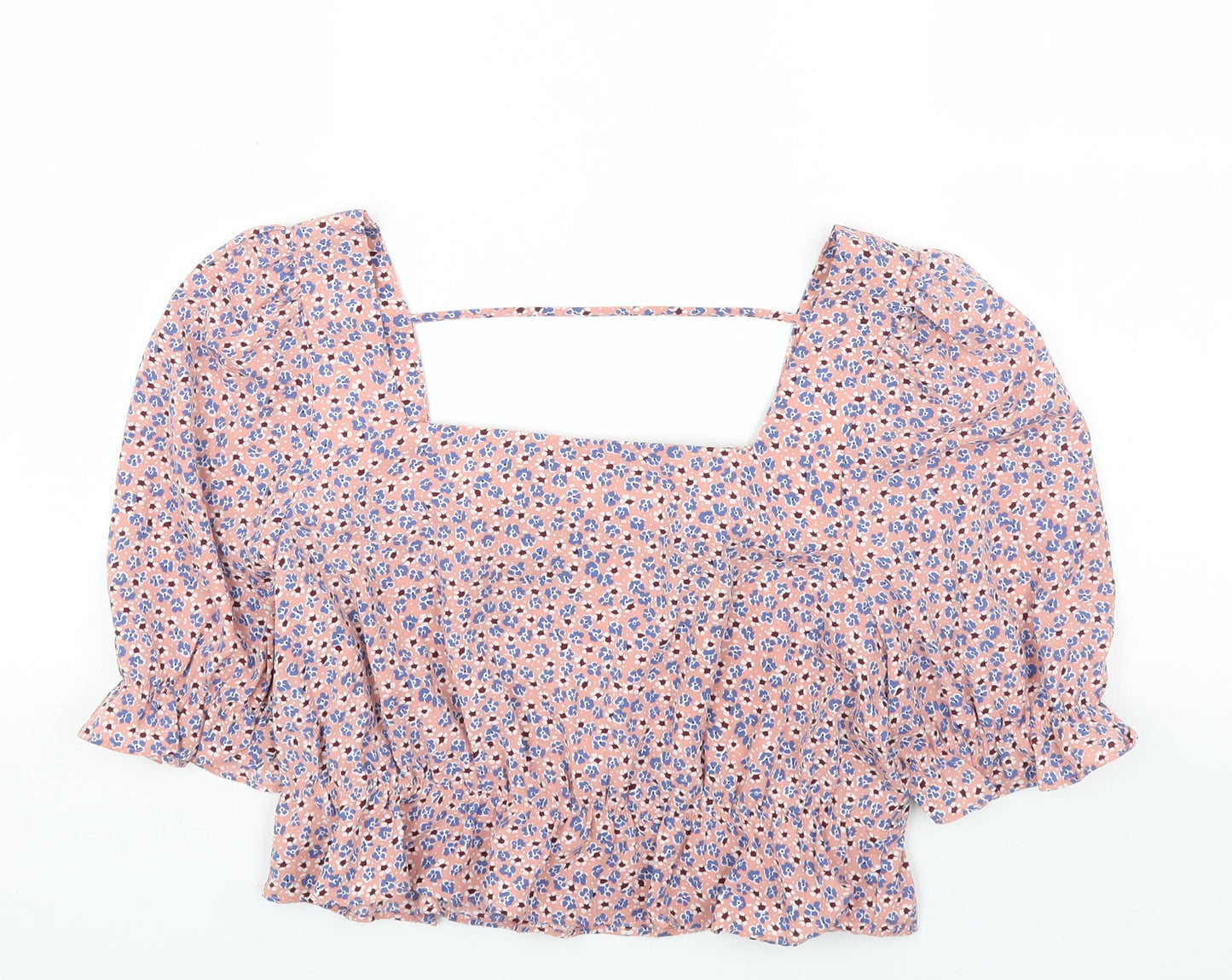 Womens UK Size L Pieces Pink Cropped Blouse