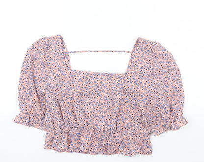 Womens UK Size L Pieces Pink Cropped Blouse